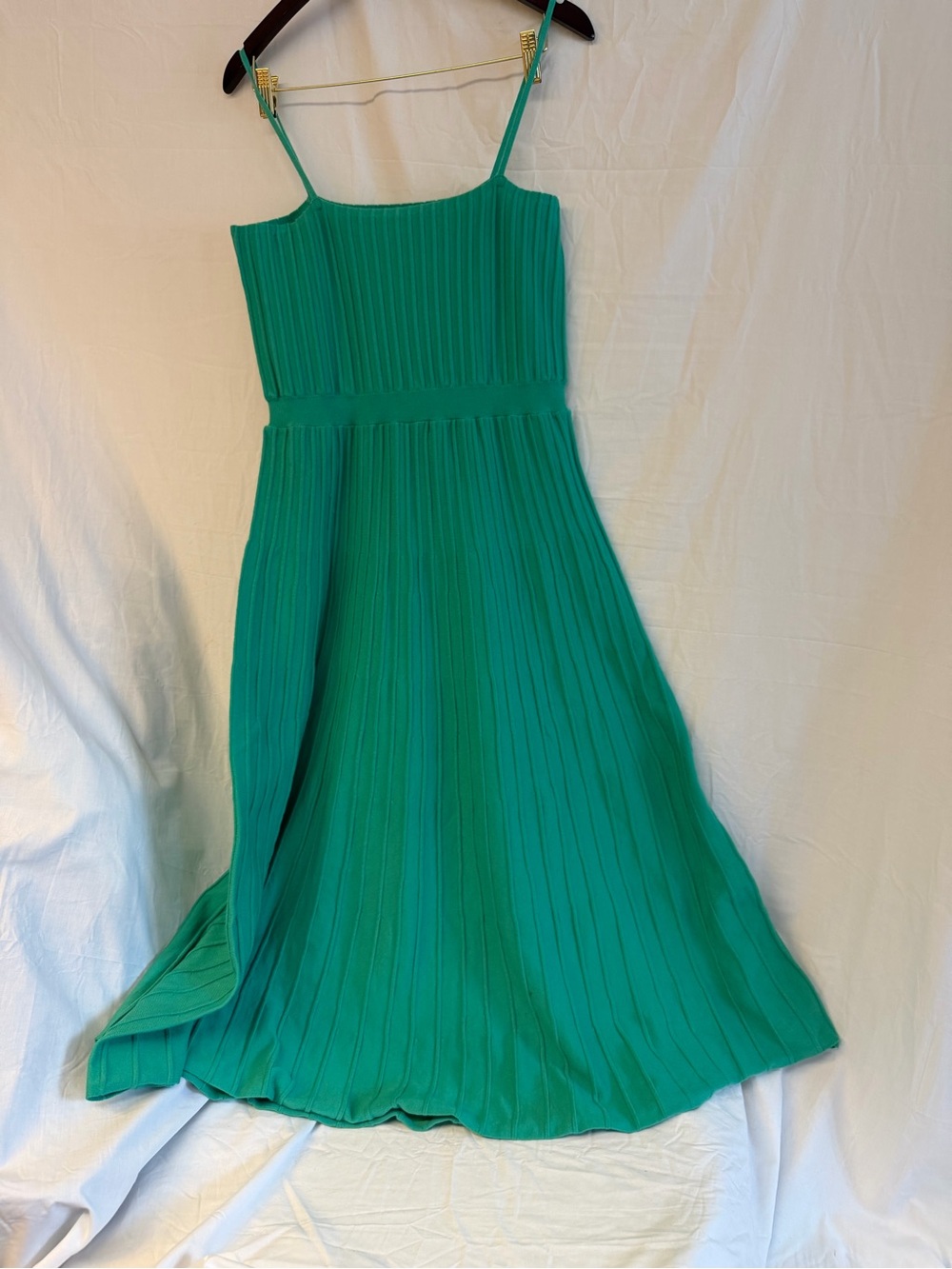 First Love Emerald Green Pleated Maxi Dress with Spaghetti Straps